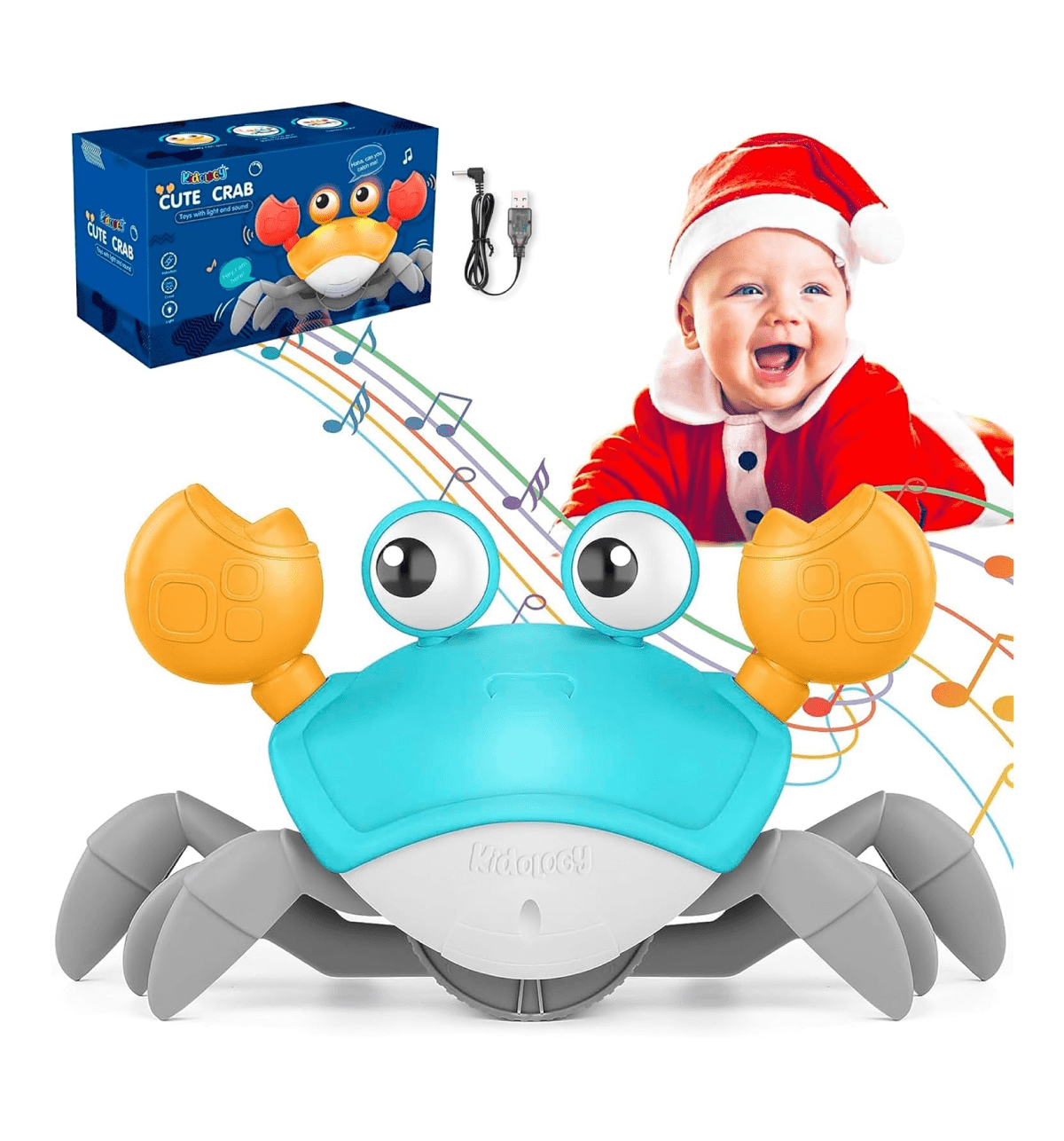 The Crawling Crab Baby Musical Kids Toy with Led Lights & Rechargeable Battery, Tummy Time for Babies
