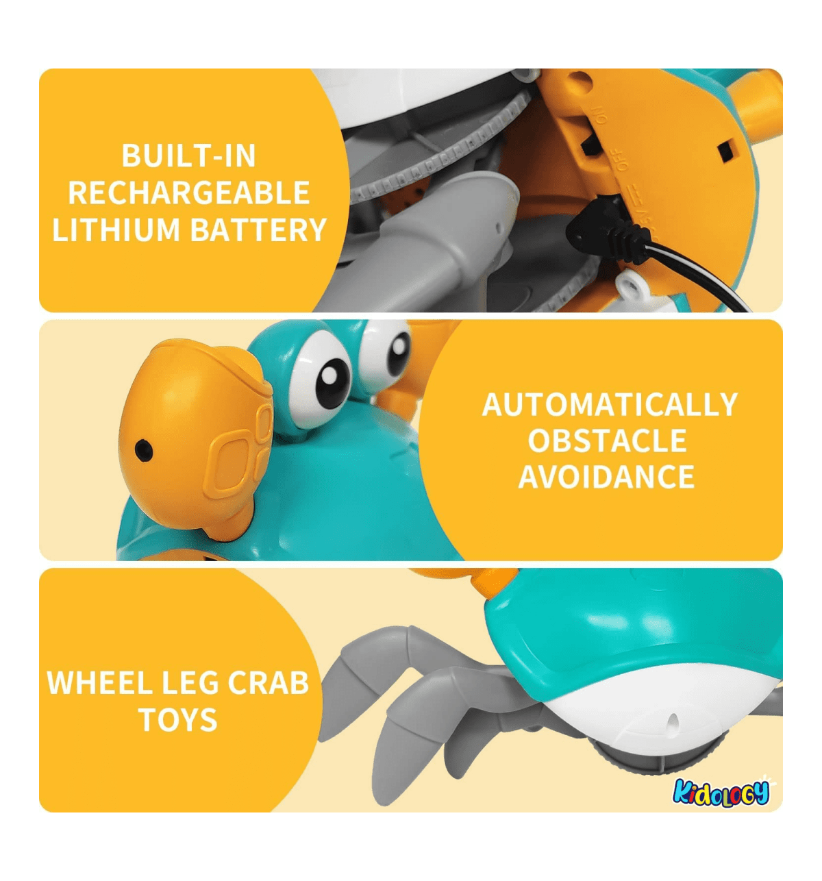 The Crawling Crab Baby Musical Kids Toy with Led Lights & Rechargeable Battery, Tummy Time for Babies