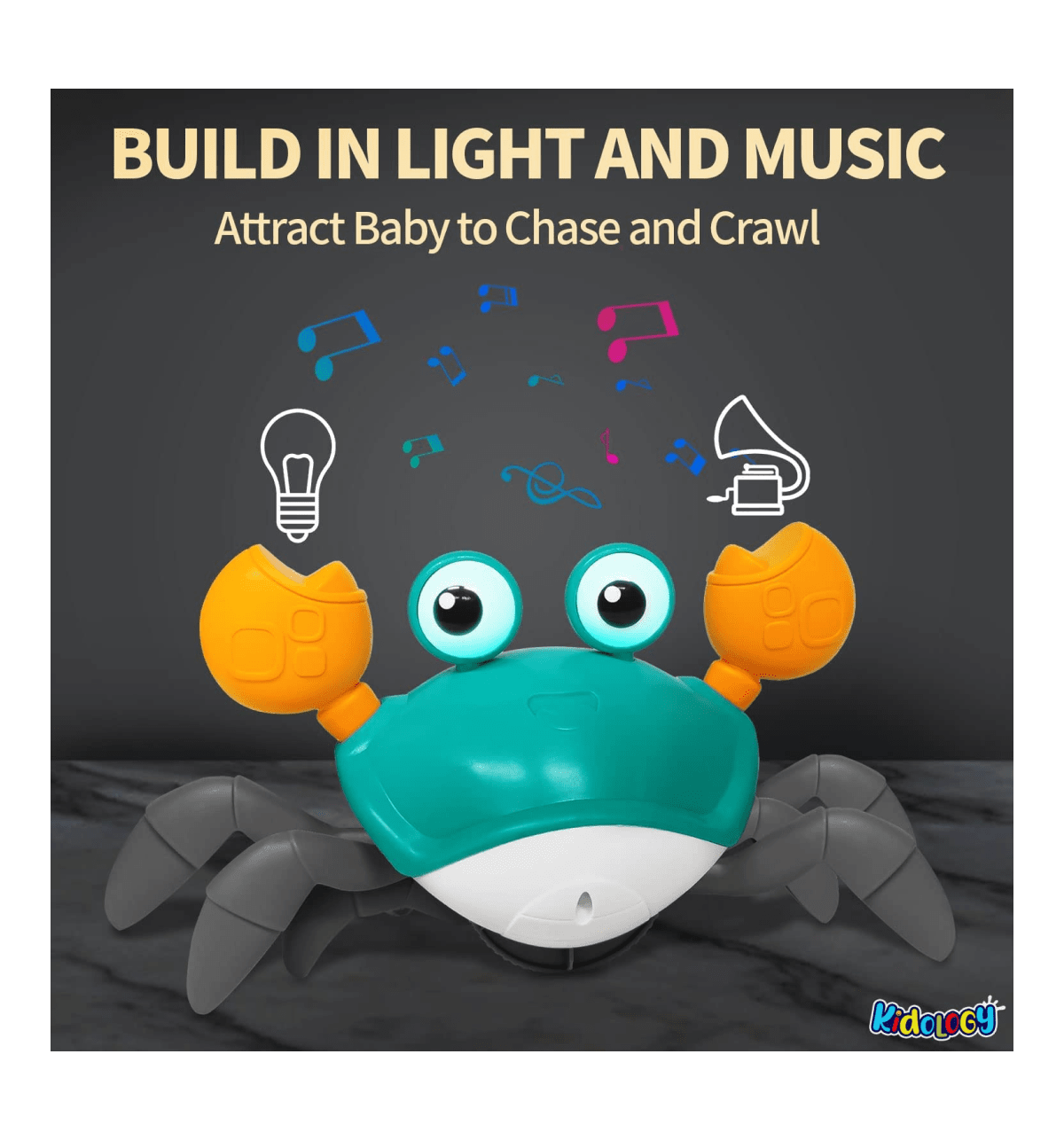 The Crawling Crab Baby Musical Kids Toy with Led Lights & Rechargeable Battery, Tummy Time for Babies