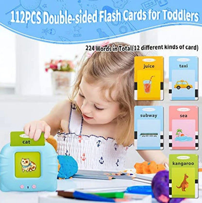 Talking Cognitive_Skills Flash Card Learning Device Toy Early Learning 224 Words Sounds Music Playing Game - USB Rechargeable for Kids (1-6 Years) Toddlers Preschool Education (Random Color)